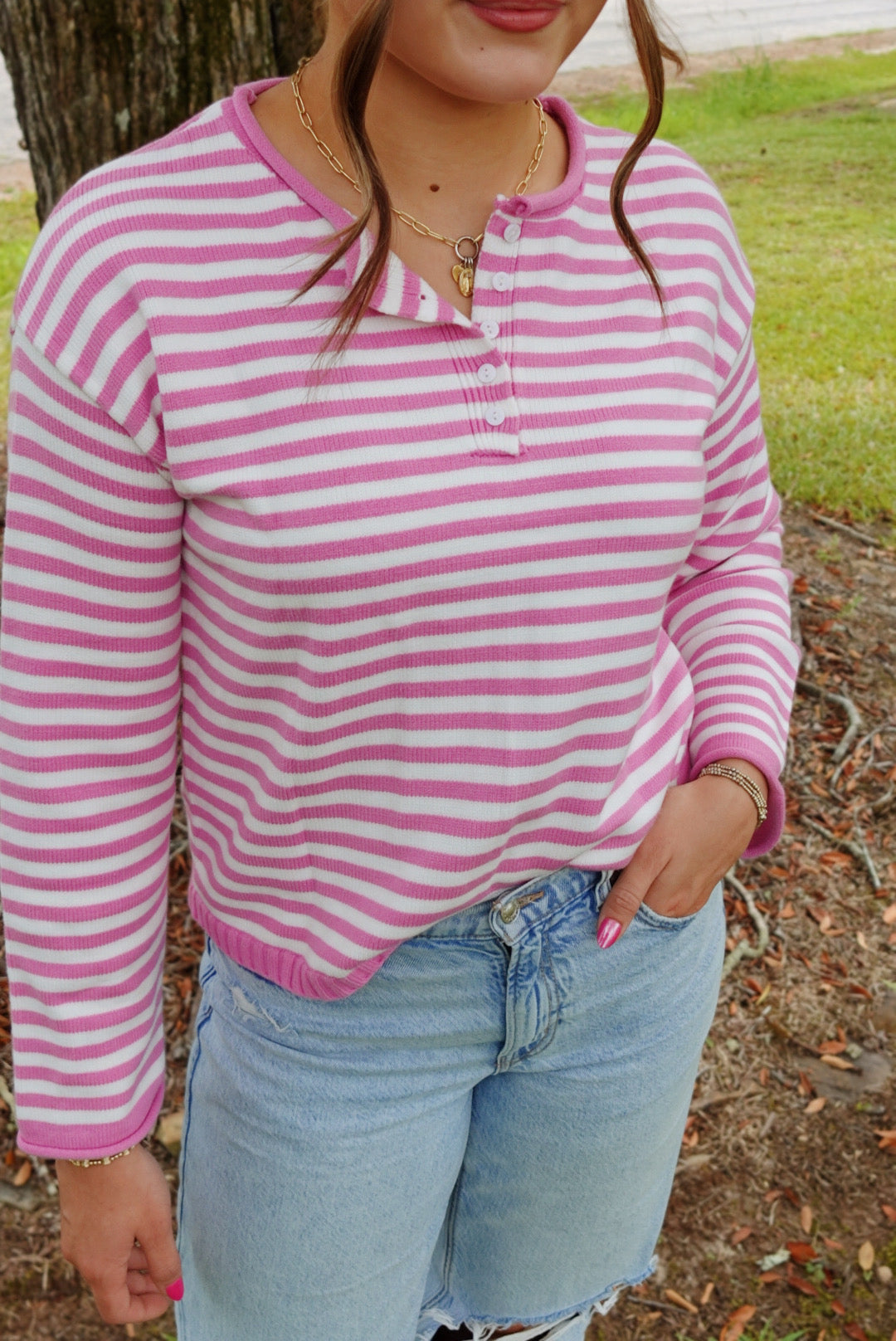 The Striped Henley Top